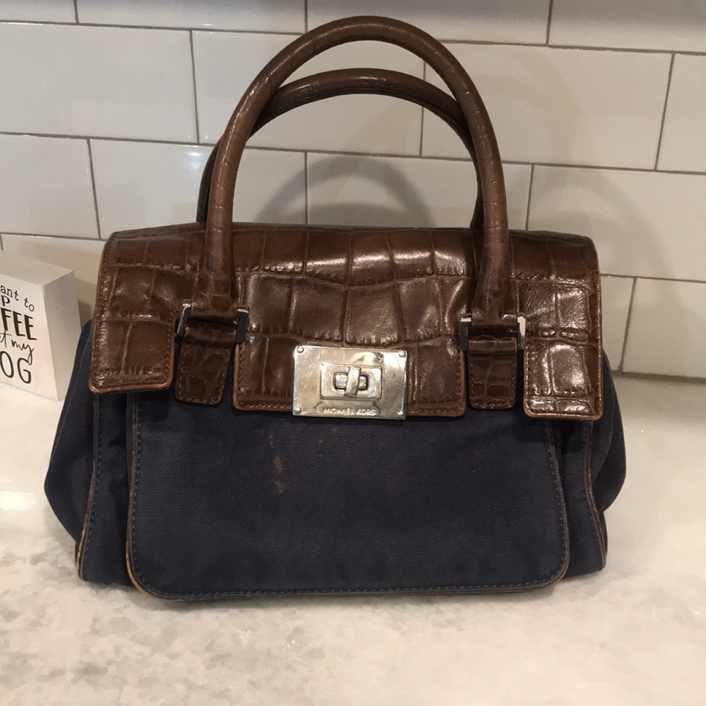 Michael Kors canvas and crocodile handbag